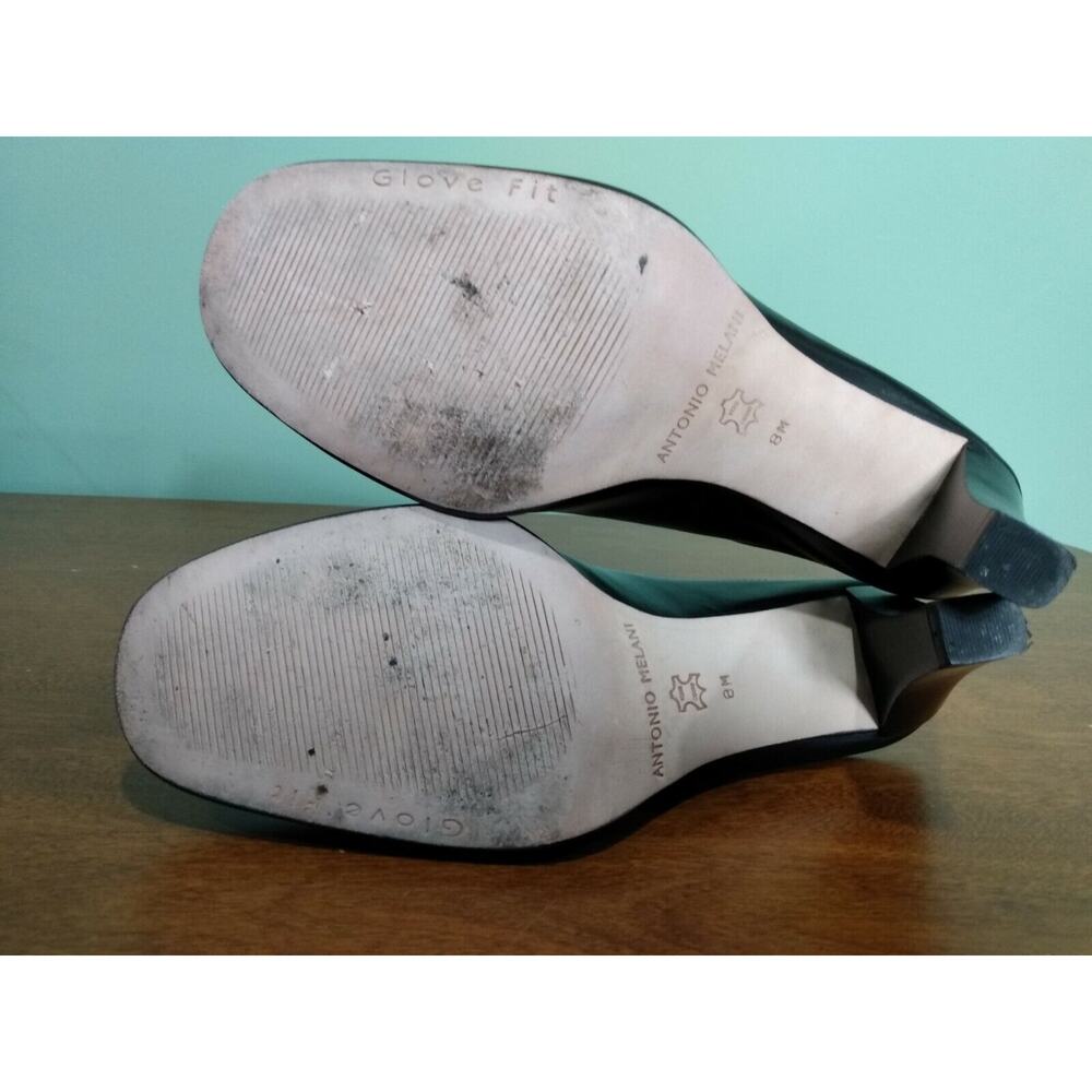3" Heel Antonio Melani‎ Leather Mules, Black,Size 8 - Picture 5 of 6